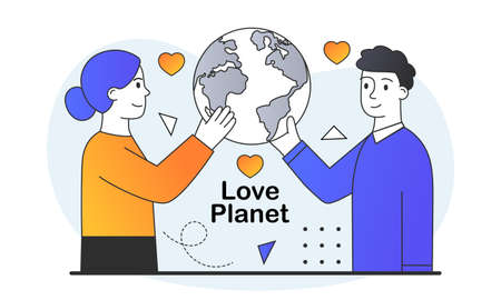 Woman hugging Earthのイラスト素材