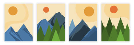 Set of abstract landscapesのイラスト素材