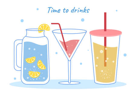 Collection of tropical drinksのイラスト素材