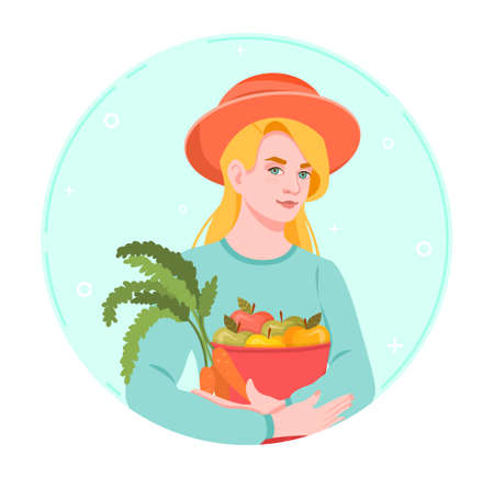 Farmer with harvestのイラスト素材