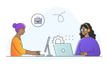 Working in support service conceptのイラスト素材