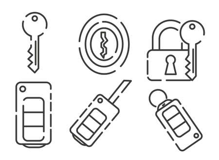 Set of icons with keys and locksのイラスト素材