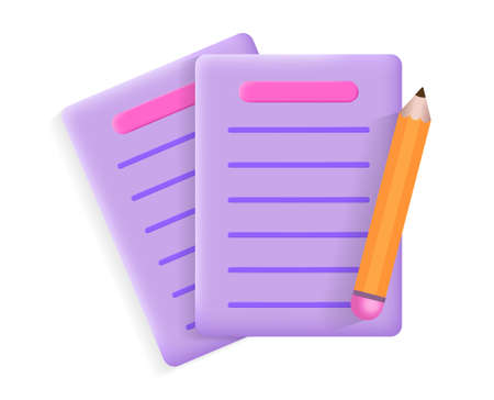 3D documents with pencilの写真素材