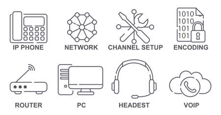 Icons with gadgets and communication transmission devicesのイラスト素材