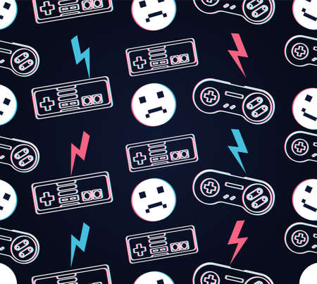 Seamless pattern with video games and emoticonsのイラスト素材
