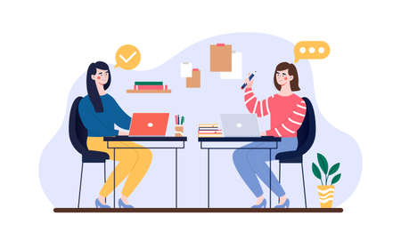 Office workers perform tasksのイラスト素材