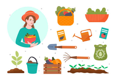 Gardening tools conceptのイラスト素材