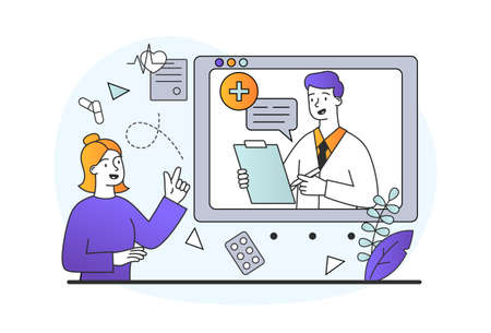 Online consultation with doctor conceptのイラスト素材