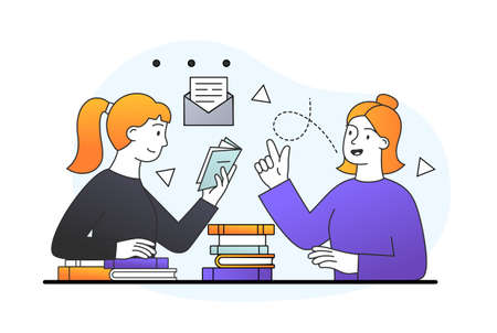 Reading favorite book conceptのイラスト素材