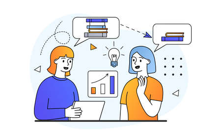 Teacher transfers knowledge to student conceptのイラスト素材