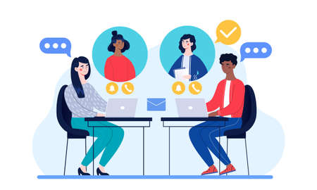 Video conference meeting online conceptのイラスト素材