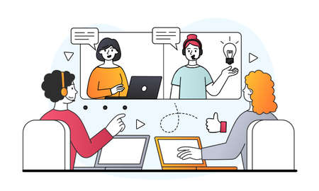 Online video conference or meeting conceptのイラスト素材