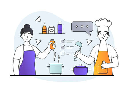 Women cook in kitchen conceptのイラスト素材