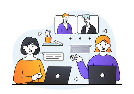 Working at home conceptのイラスト素材