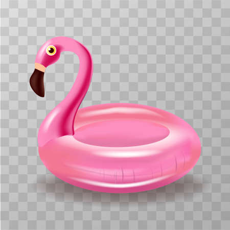Cute pink flamingo lifebuoy on transparent backgroundのイラスト素材