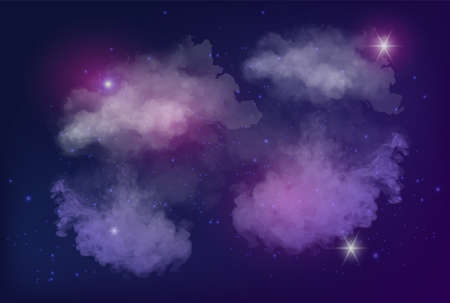 Cute cosmic watercolor background with colorful starsのイラスト素材