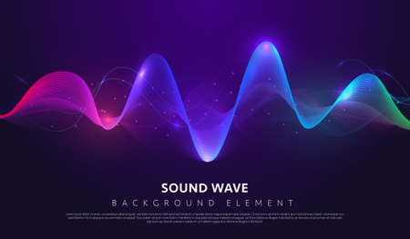 Abstract wave lines dynamic flowing colorful light on dark background