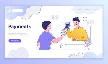 Online and contactless payment conceptのイラスト素材