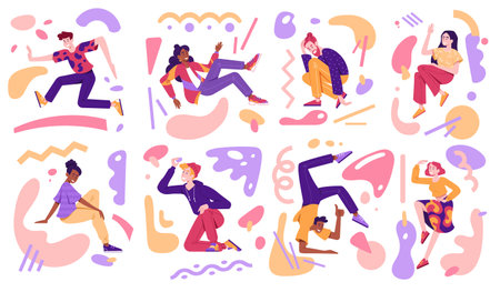 People in different posesのイラスト素材