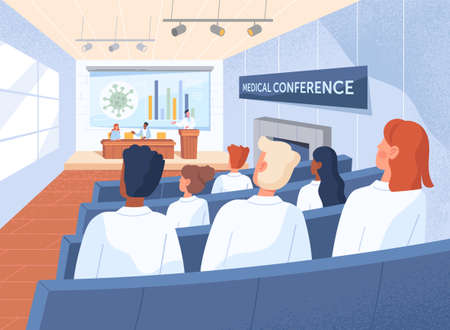 Medical conference from back deskのイラスト素材