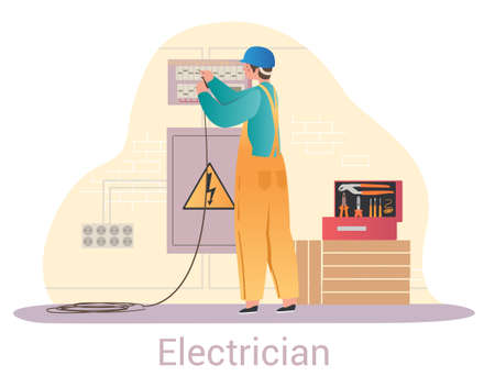 Electrician fixing shieldのイラスト素材