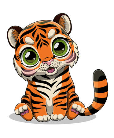 Tiger with big eyesのイラスト素材