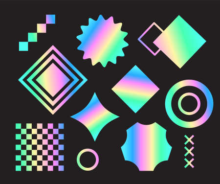 Set of universal holographicのイラスト素材