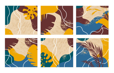 Set of abstract wall decoration template with white framesのイラスト素材