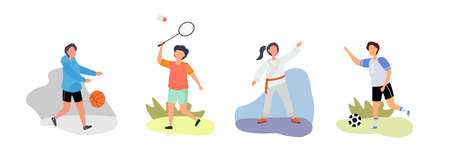 Happy children playing sport gameのイラスト素材