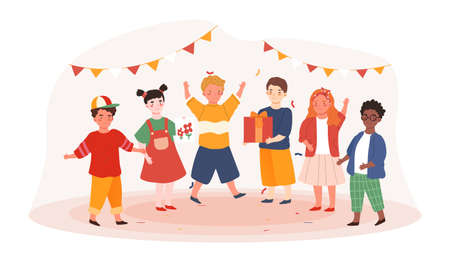 Group of multicultural children talk conceptのイラスト素材