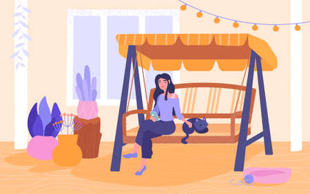 Woman resting with smartphone conceptのイラスト素材