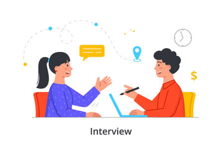 Girl came for interviewのイラスト素材