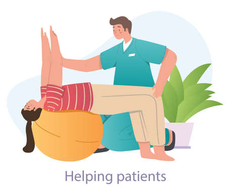 Doctor conducts lesson on fitballのイラスト素材