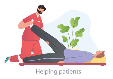 Doctor conducts lesson on bedのイラスト素材