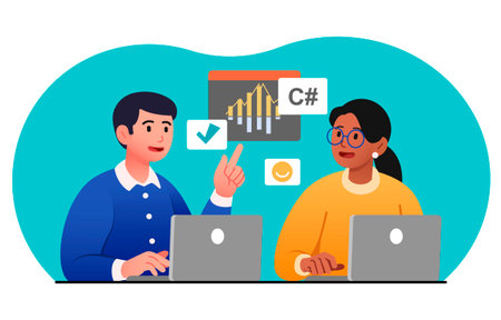 Programmers working on laptopのイラスト素材