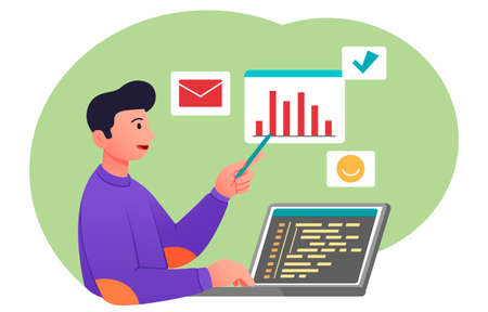 Man analyzes graphsのイラスト素材