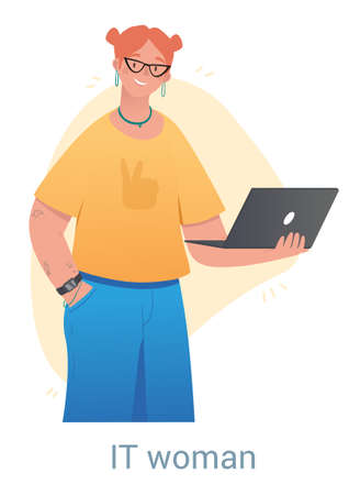 Female programmer conceptのイラスト素材