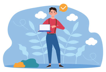 Man with laptop conceptのイラスト素材