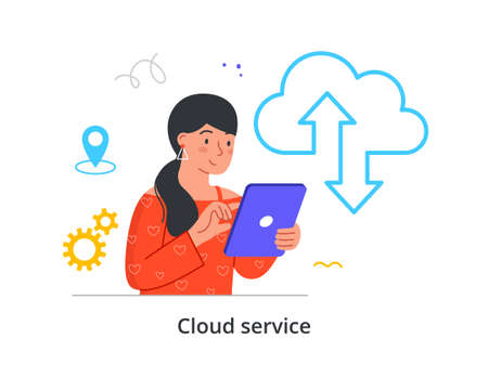 Cloud service conceptのイラスト素材