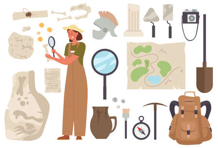 Collection of archaeological stickersのイラスト素材