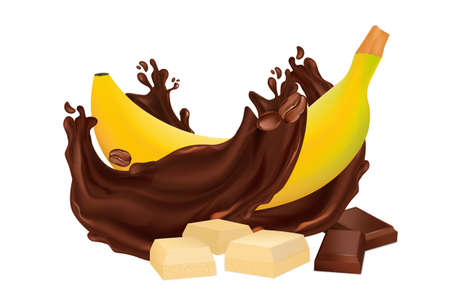 Bananas and chocolate conceptのイラスト素材