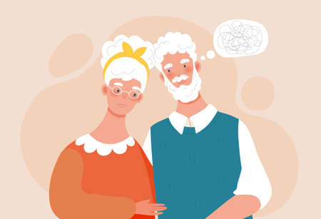 Elderly husband with dementiaのイラスト素材
