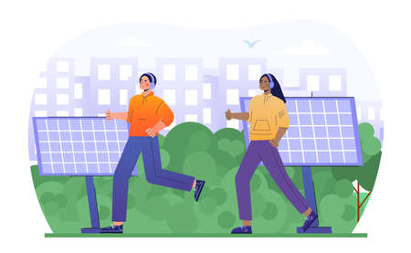 Solar panel in park conceptのイラスト素材