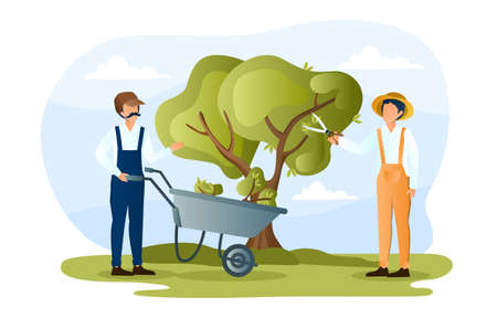 Gardeners cut bush conceptのイラスト素材