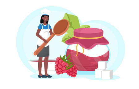 Woman prepares jam conceptのイラスト素材