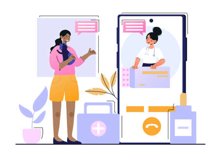 Veterinarian on smartphoneのイラスト素材