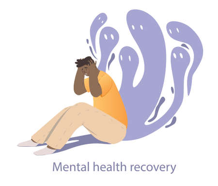 Panic attacks conceptのイラスト素材