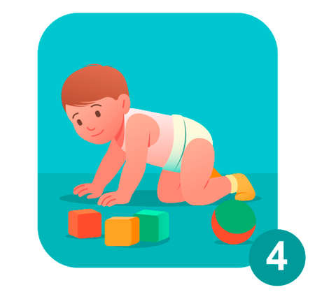 Baby learns to crawl conceptのイラスト素材