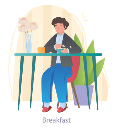 Child having breakfast conceptのイラスト素材
