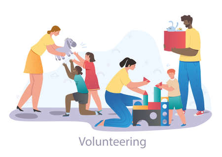 Giving toys to orphans conceptのイラスト素材